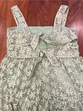 Coquette Floral Lace Dress with Bows in sage mint green